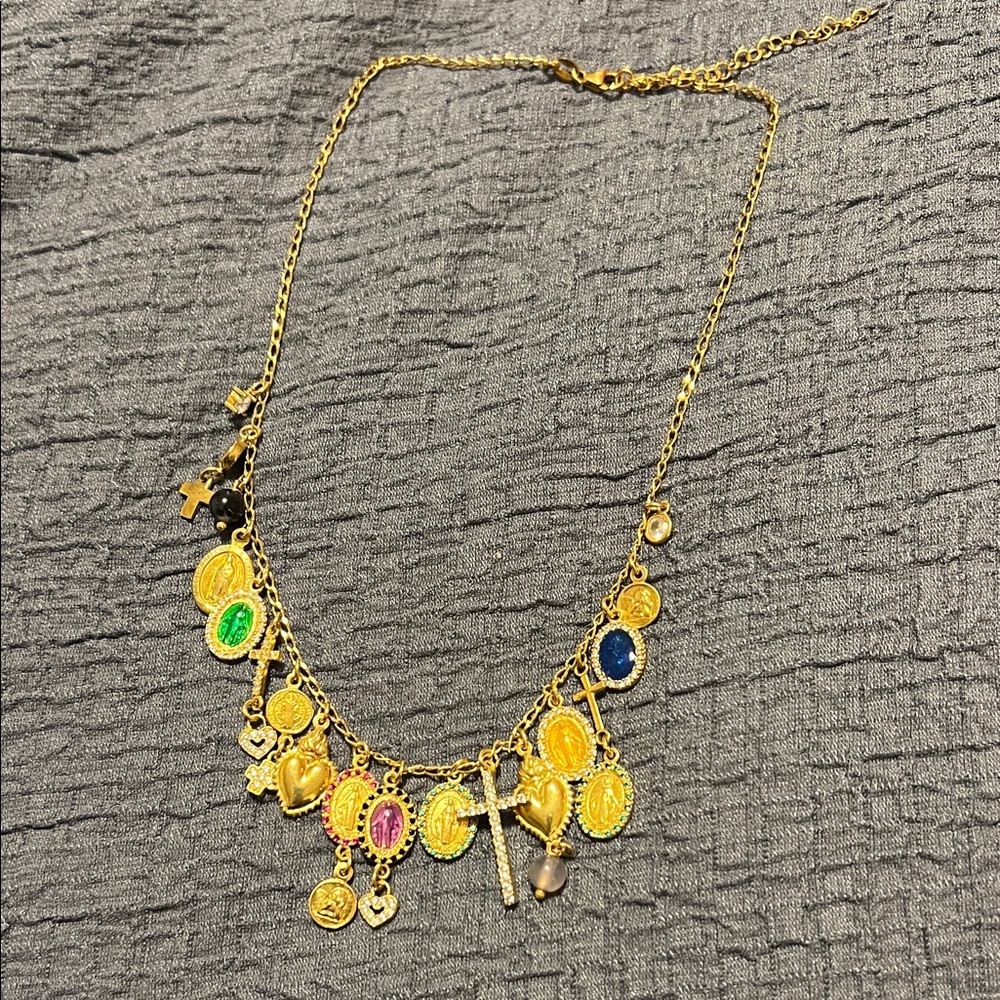 Gold Multi-Color Charm Necklace Viral Tj Maxx